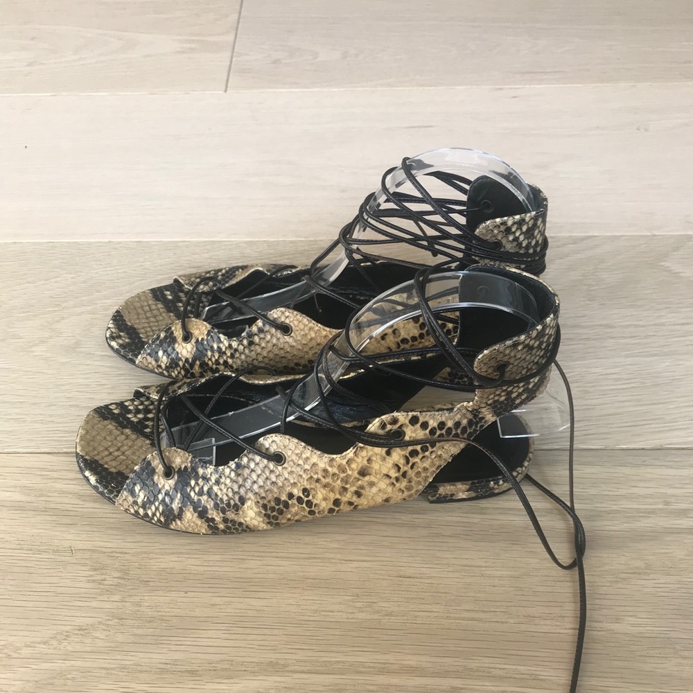 Saint Laurent Python-Embossed Gladiator Sandals - image 2